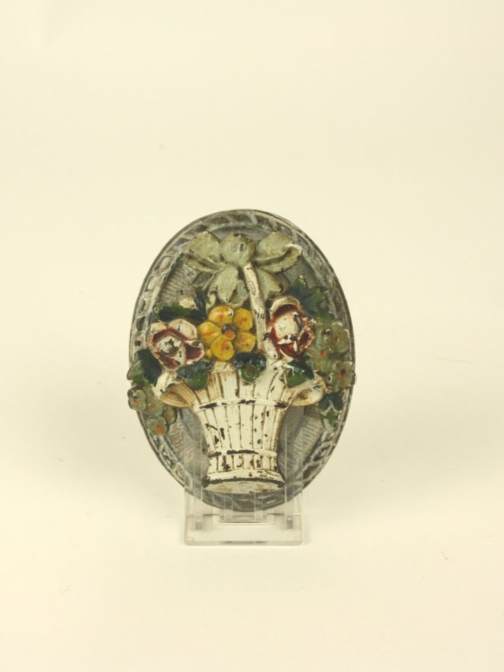 Antique Hubley Door Knocker 616 Flower Basket Cast Iron Architectural Home Decor